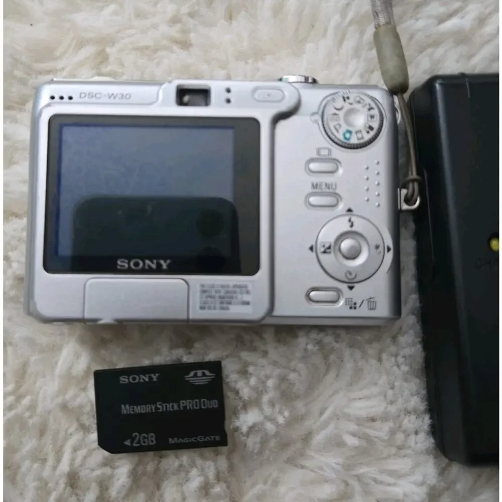 Sony Cyber-shot DSC-W30 6.0MP Digital Camera 2GB Memory Stick Charger Tested